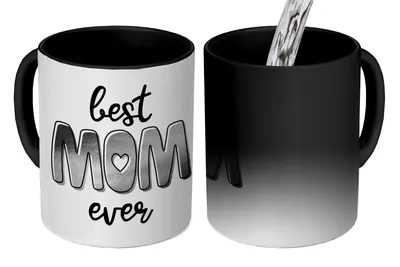 Produktbild von KitchenYeah® Zauber Tasse Zaubertasse Magic Sprichwörter - Zitate Best Mom Ever - Geschenk zum Muttertag - Schwarz und weiß 350 ml Farbwechsel Becher Geschenk Geschenkidee - Magic-Tasse - Fototasse -