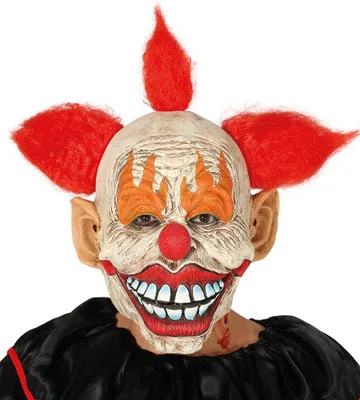 Produktbild von Horror Clown Latex Maske mit Haaren