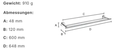 Produktbild von Smedbo HOME - Doppelte Handtuchstange in Chrom poliert. Länge 648 mm. HK3364