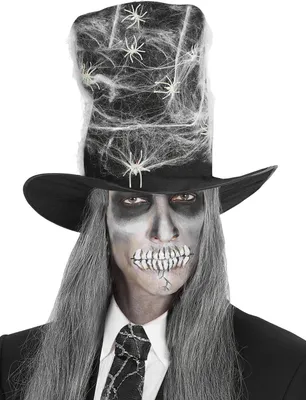 Immagine prodotto di Cappello a cilindro con ragnatela e ragni Halloween nero-bianco-verde -