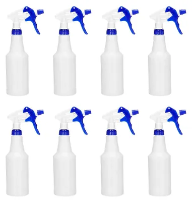 Produktbild von 8 Stück 500ml Plastik Sprühflaschen mit verstellbarer Düse in Blau