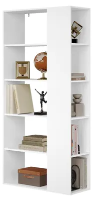 Produktbild von Bücherregal, Standregal mit 10 Fächern, Aufbewahrungsregal für Büro und Wohnzimmer, platzsparend, 78x160x30 cm, Weiß
