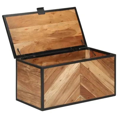 Image de vidaXL Coffre 60x30x30 cm bois massif acacia et fer