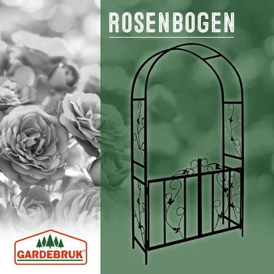 Produktbild von Rosenbogen Rosensäule verschiedene Modelle Metall Rankhilfe Rankgitter Garten, Model:1x Rosenbogen mit Tor - Stil 1