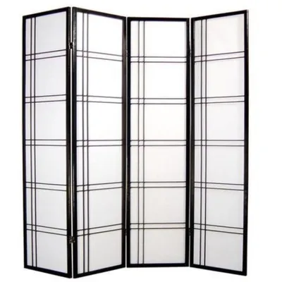 Image de Fine Asianliving Paravent japonais Cloison de séparation Shoji Fine Asianliving Paravent japonais Cloison de séparation B180 x H180 cm 4 panneaux Double croix Noir Cloison de séparation Paravent espagnol Cloison brise-vue  -
