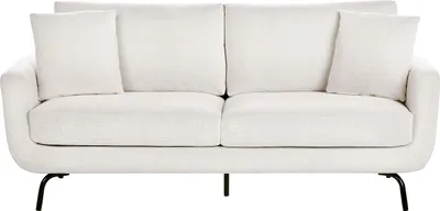 Produktbild von BELIANI 3-Sitzer Sofa Cremeweiß Stoffbezug mit Schwarzen Metallbeinen Armlehnen Skandinavisch Retro Modern Wohnzimmermöbel