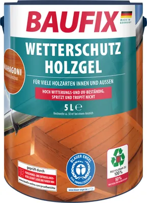 Produktbild von BAUFIX Wetterschutz-Holzgel mahagoni seidenglänzend, 5 Liter, Holzlasur