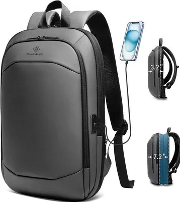 Produktbild von Wasserdichter Laptop-Rucksack, 17 Zoll, groß, mit USB-Anschluss, abschließbar, ideal für Geschäftsleute, Studenten und Jungen, geeignet für Arbeit und Reisen, Fassungsvermögen: 27 Liter