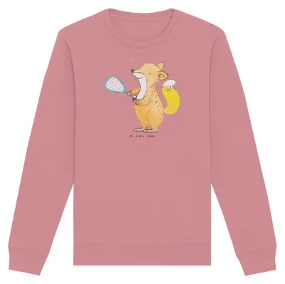 Produktbild von Mr. & Mrs. Panda Bio Baumwoll Pullover Fuchs Squash spielen Größe M - Canyon Pink - Geschenk, Nachhaltiger, Squashhalle, Sweatshirt, Pulli, Sweater, Ballsport