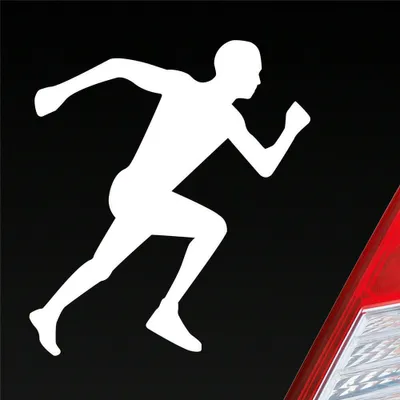 Produktbild von Auto Aufkleber Läufer Marathon Sprinten Jogger Run Laufen 10x9 cm Weiss Glanz Sticker Heckscheibenaufkleber