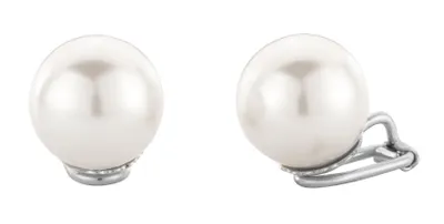 Produktbild von Traveller Ohrclips - Perle - 14  mm - Weiß - Platiniert - Silberfarbe - 801114