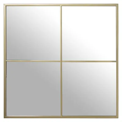Produktbild von DRW Wandspiegel, quadratisch, aus goldfarbenem Metall, 80 x 2 x 80 cm