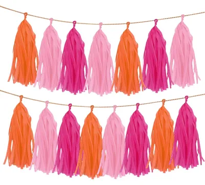 Papierquasten-Girlande, 15 Stück, bunt, für Partydekoration