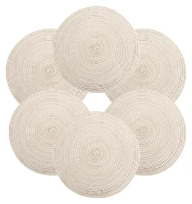 Produktbild von Tischset rund geflochten Platzset - Baumwolle - Beige - 37 cm - 6 Stück