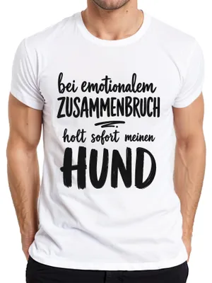 Immagine prodotto di T-shirt da uomo "Bei emotionalem Zusammenbruch", con scritta sarcastica, colore bianco, taglia XXL