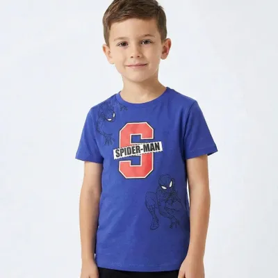 Produktbild von Marvel Spiderman Kinder Jungen T-Shirt Kurzarm Shirt – Blau / 128