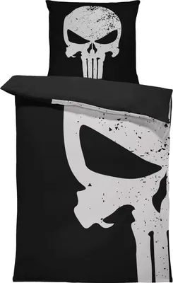 Produktbild von 4 teilig Bettwäsche 135x200 cm Totenkopf Skull Bones schwarz weiß Mikrofaser