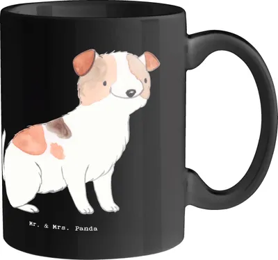 Produktbild von Mr. & Mrs. Panda Becher Jack Russell Terrier - Schwarz - Geschenk, Freund, Keramiktasse, Kaffeetasse, Hunderassen Charakter, Eigenschaften, Kaffeebecher, treuer Hund