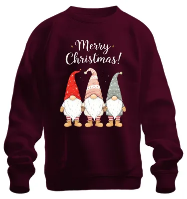 Zdjęcie produktu dla Wesołych Świąt! Christmas Gnome Gnome cute Christmas Uni Sweatshirt Pullover, Burgundy, XXL