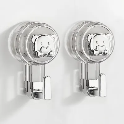Produktbild von Handtuchhalter mit Saugnäpfen, kein Bohren erforderlich, extra starke Saugnäpfe, 62 mm Saugnäpfe mit Haken, Badezimmerhaken mit Saugnäpfen für Bad, Küche und Tür (silber + transparent, 11,2 * 6,2 * 4,3 cm * 2)