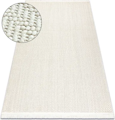 Zdjęcie produktu dla Dywan NANO FJ86B Jodełka, chevron, płasko tkany biały 140x190 cm