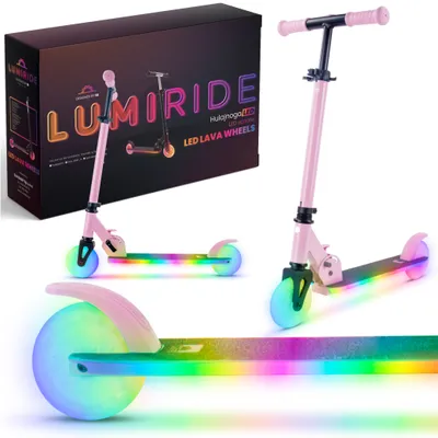 Produktbild von LUMI RIDE Kinder Roller Kinderscooter zweiradscooter mit LED Räder, Hinterbremsen, Höhenverstellbare, bis 50kg belastbar, klappbar rosa Sun Baby