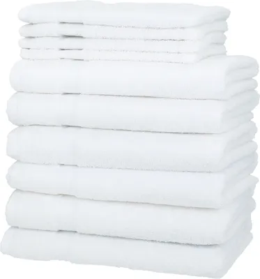 Produktbild von Betz 10-tlg. Handtuch-Set PALERMO 100%Baumwolle 6 Handtücher 4 Waschhandschuhe Farbe weiß