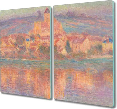 Produktbild von Coloray Schneidebrett Herdabdeckplatte 2x30x52 cm Kochplattenabdeckung Hackbrett Küchenbrett - Sonnenuntergang Monet Vetheuil