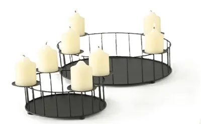 Produktbild von Kerzenleuchter Adventskranz Metall 26-28 cm schwarz 2er Set