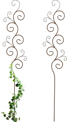 Image de Tuteur pour plantes grimpantes Relaxdays, lot de 2, piquets à enfoncer dans le sol, H x l : 160 x 30 cm, treillis pour plantes grimpantes, métal, autoportant, marron