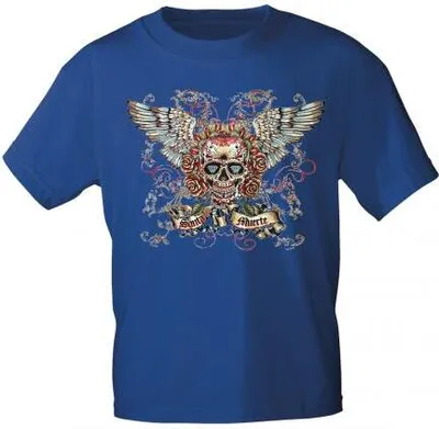 Produktbild von T-SHIRT Print Totenkopf Skull Santa Muerte - 10282 versch. Farben Gr. S-3XL Color - Royal Größe - XXL