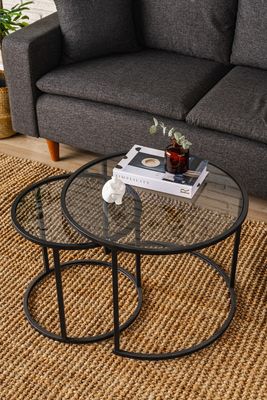 Skye Decor, Tokyo - Black 60, Couchtisch-Set, Schwarz, 42 x 42 x 37 cm