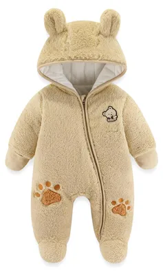Produktbild von Warmer Fleece-Overall für Babys mit Kapuze, ideal für den Winter