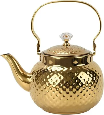 Teekanne 1,2 L Edelstahl mit Sieb, gehämmerte Optik