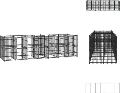 Produktbild von vidaXL Outdoor-Hundezwinger Stahl 12,9 m² -  Hundezwinger & -ausläufe