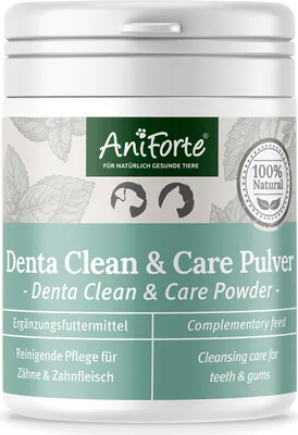 Produktbild von AniForte Denta Clean & Care Zahnpflege Pulver für Hunde & Katzen 150g – effektive & natürliche Zahnreinigung, gegen Mundgeruch, Zahnsteinentferner