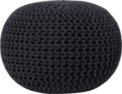Obrázek produktu pro BELIANI Pouf černý 100% bavlna kulatý Ø50 cm elegantní moderní