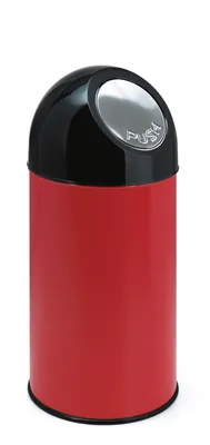 Produktbild von V-Part - Abfallbehälter mit Druckdeckel 40 Liter - Steel Plastic  - Rot, Schwarz