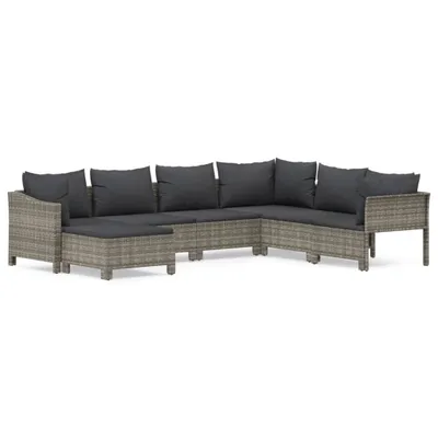 Produktbild von vidaXL 7-tlg. Garten-Lounge-Set mit Kissen Grau Poly Rattan