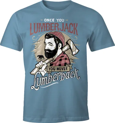 Produktbild von Herren T-Shirt Lumberjack Holzfäller Hipster Bart Beard Lumberback Moonworks® stone blue XXL