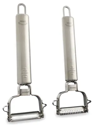 Productafbeelding van Gigant® Schilset, 2-delig – Multifunctionele groenteschiller en julienne-schiller van roestvrij staal – geschikt voor asperges, aardappelen, en groenten, ideaal voor salades en wokgerechten – vaatwasmachinebestendig