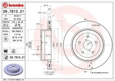 Produktbild von BREMBO Bremsscheiben (2 Stück) Hinterachse 09.7813.21