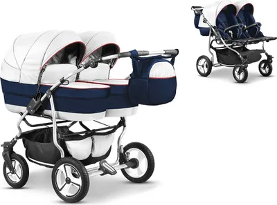 Produktbild von Zwillingskinderwagen 2 in 1 Twin Star inkl. Sportsitze - 10 Teile -  in 16 Farben