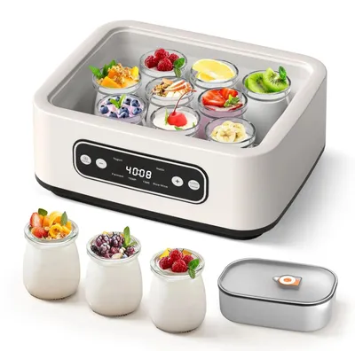 Produktbild von Mini Joghurtbereiter 1,6 l - Elektrischer Fermenter - Automatik - Multifunktion: Joghurt, Reiswein, Natto - Edelstahl - Weiß