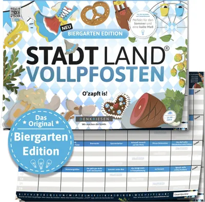 Produktbild von DENKRIESEN - STADT LAND VOLLPFOSTEN® - Biergarten Edition - \O'zapft is!\" | A4 Spielblock"