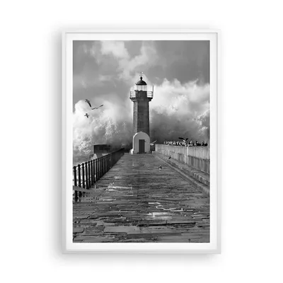 Produktbild von Gerahmtes Poster - Weißer Rahmen - Laterne Meer Portugal - 70x100 cm - Wand Bild - Wanddeko - Wandbilder - Kunstposter - Wandposter - Bilderrahmen - Bilder - Kunstdruck - P2WPA70x100-4913