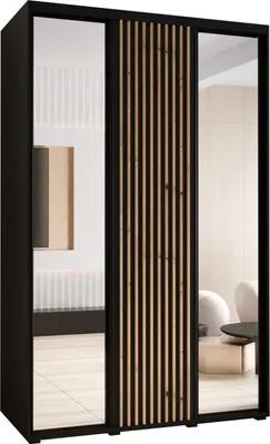Produktbild von MEBLE KRYSPOL Sapporo 2 Schrank mit 3 Schiebetüren  - 205,2x150x60 cm - Schwarz Schwarz Artisan