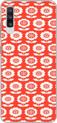 Produktbild von MuchoWow® Handyhülle Schutzhülle Hülle für Telefoonhoesje Samsung Galaxy A70 Blumen - Muster - Rot Silikon Softcase Handy Hülle - Schutzhaube