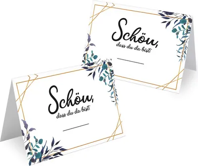 Produktbild von MAVANTO® 50x Design Tischkarten Hochzeit Geburtstag DIN A7 - Platzkarten zum Beschriften in vielen verschiedenen Designs (Blätter)