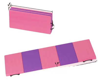 Obrázek produktu pro Gymnastická podložka, přenosná skládací konstrukce, protiskluzový povrch, 5dílná, růžová